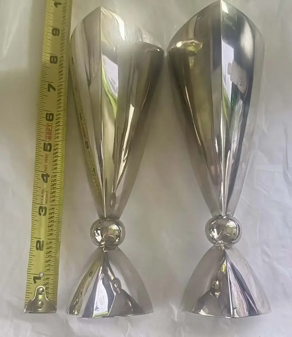 International Silver Co Vtg Silverplate Triangle Shaped Vase Set of 2
